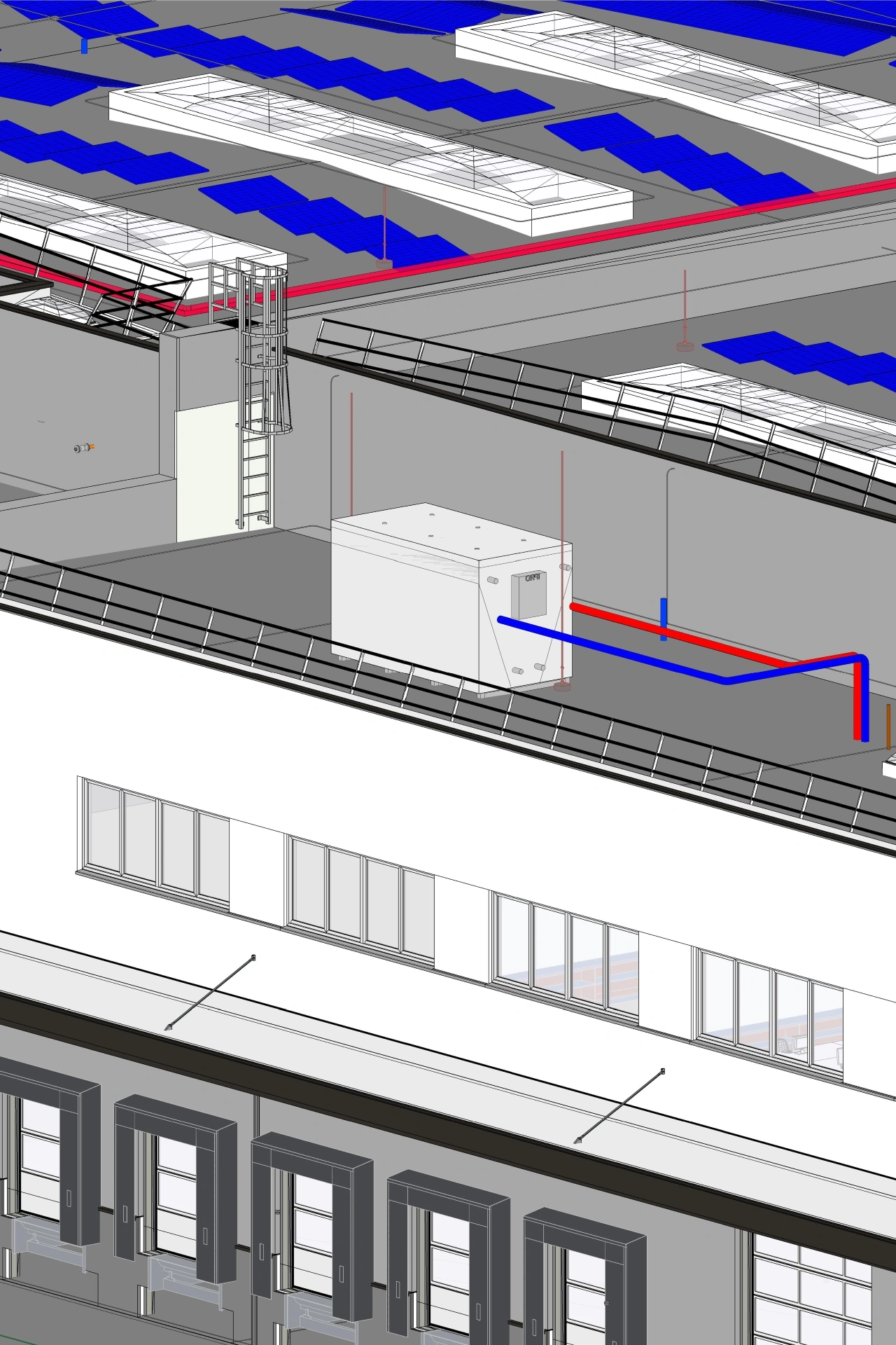 15034 Logistikcenter Amstetten - TGA-Zentralmodell Florian - Rendering von - Bild ausschnitt HOCH.
